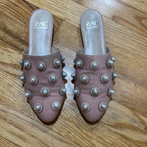 ZAC Zac Posen pink pearl mules